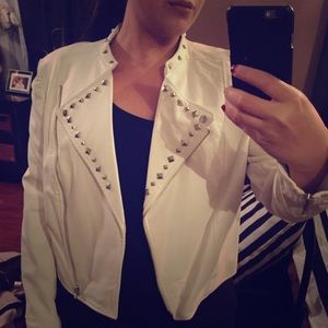 Faux leather studded jacket