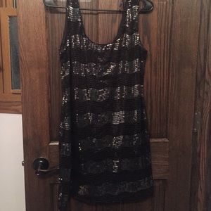 Black and Gray striped sequin dress