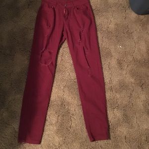 Red wine skinny jeans