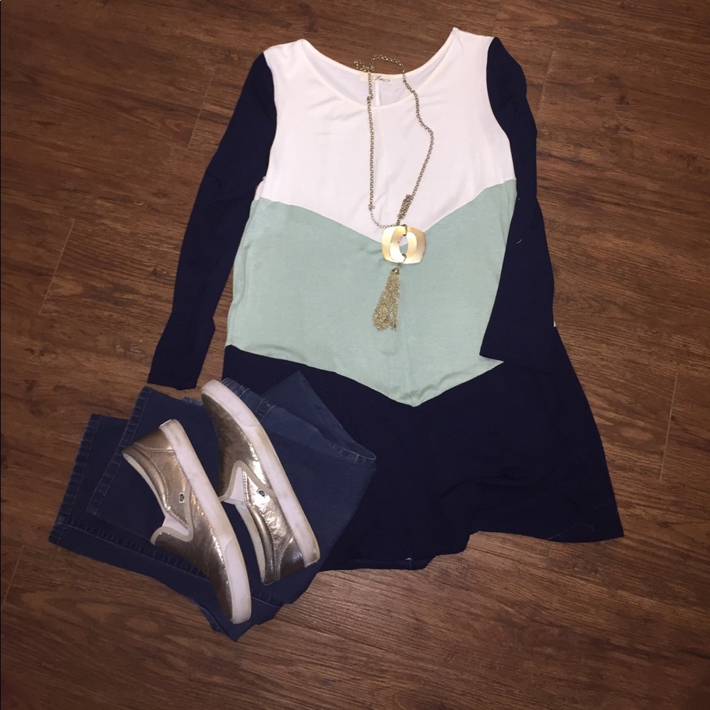 Long sleeve Block color Blouse
