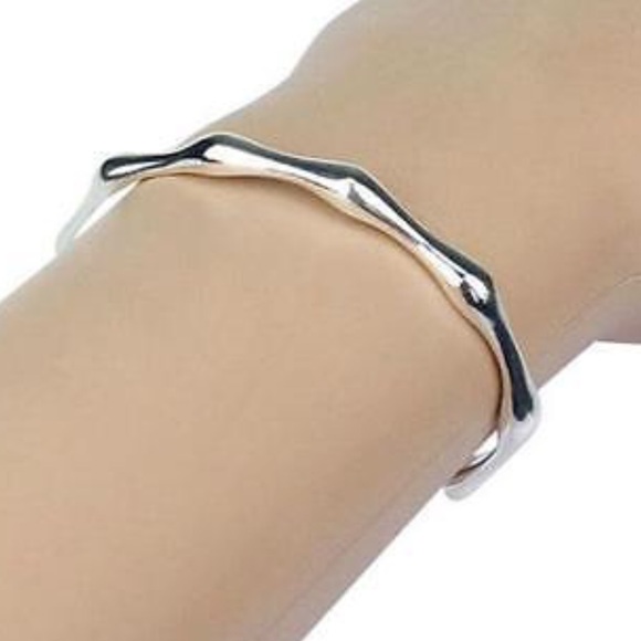 Solid Sterling Silver Bamboo Bangle Cuff - Picture 4 of 4