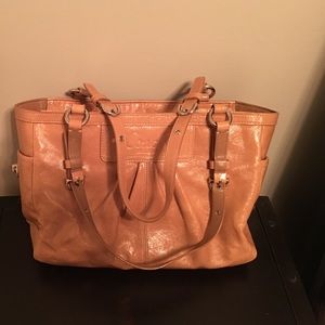 Coach Tan Patent Leather Shoulder Tote