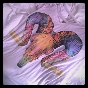 Chaser destroyed tee with watercolor ram skull