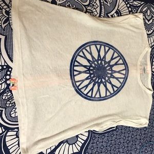 Soul cycle rolled sleeve top with back detail