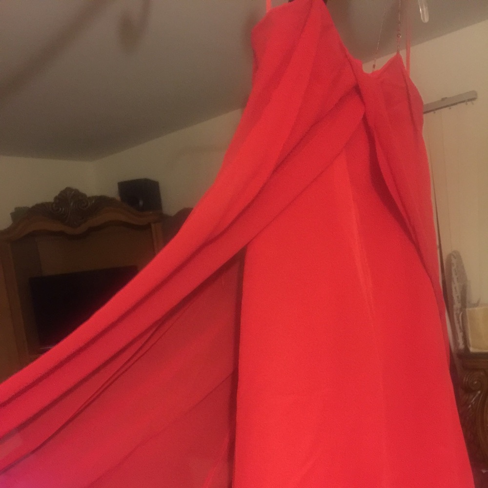 Beautiful red silk chiffon formal dress