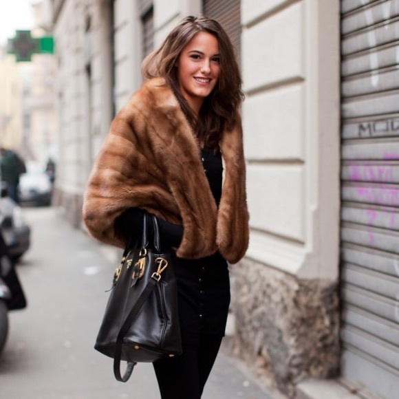 Vintage Fur Cape Oversized SZ L