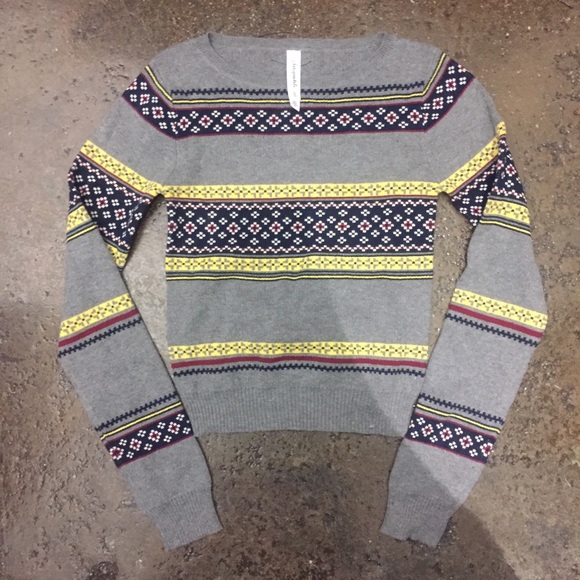 Aeropostale Pattern Fair Isle Crop Sweater