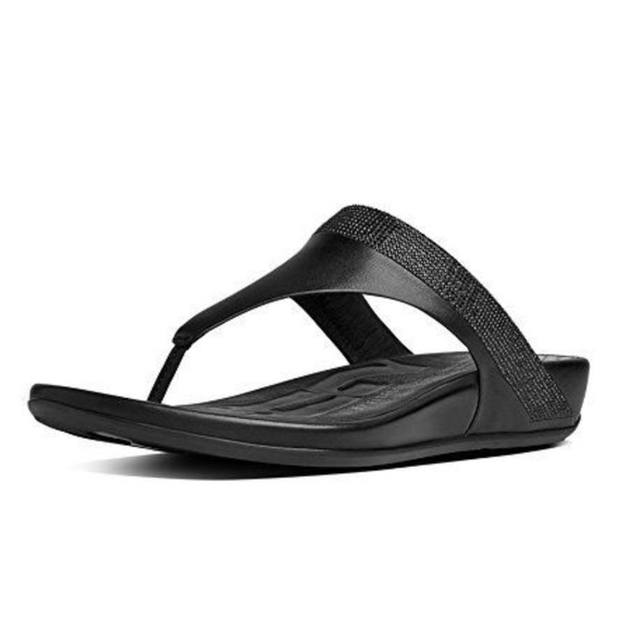FitFlop Shoes - Banda Micro-Crystal Leather Toe Thong Sandal