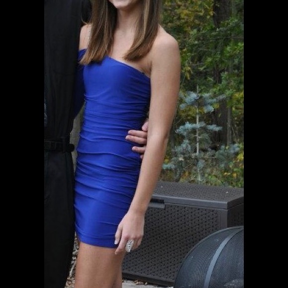 Blue one shouldered dress