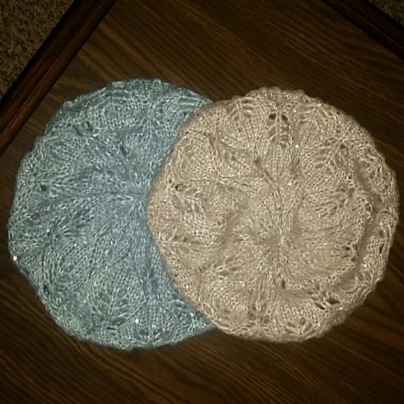 2 Knit Sequin Beanies