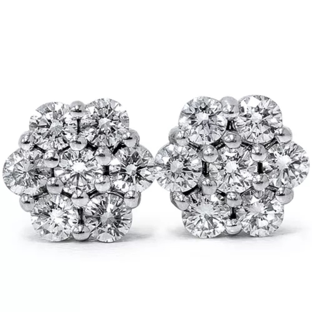 🎉💎.25CTW Natural Diamond  Cluster Studs