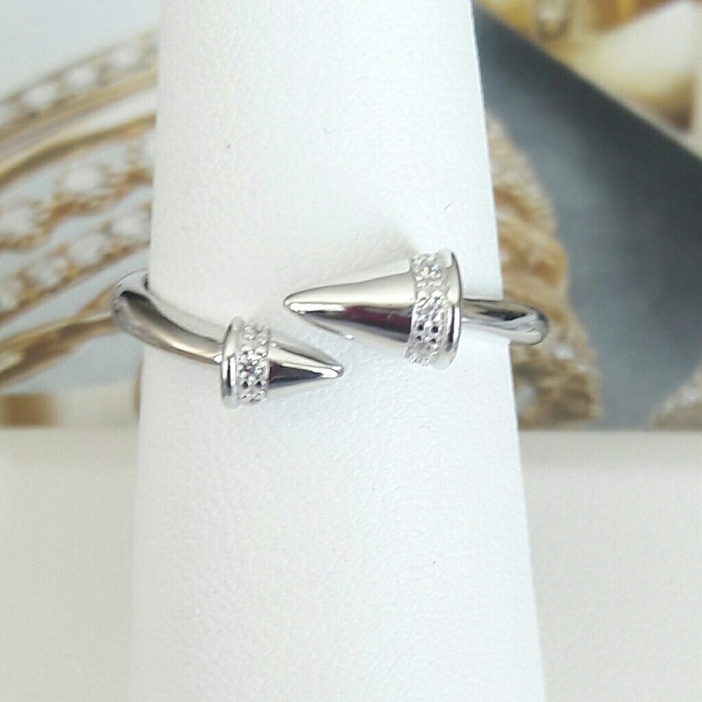 ▶SALE◀925 Sterling Silver CZ Spike Wrap Ring