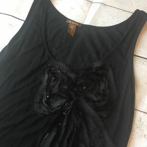 Black Bow Tank with Sequins Sz M