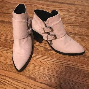 Forever21 Pink Suede Buckle Booties Size 10