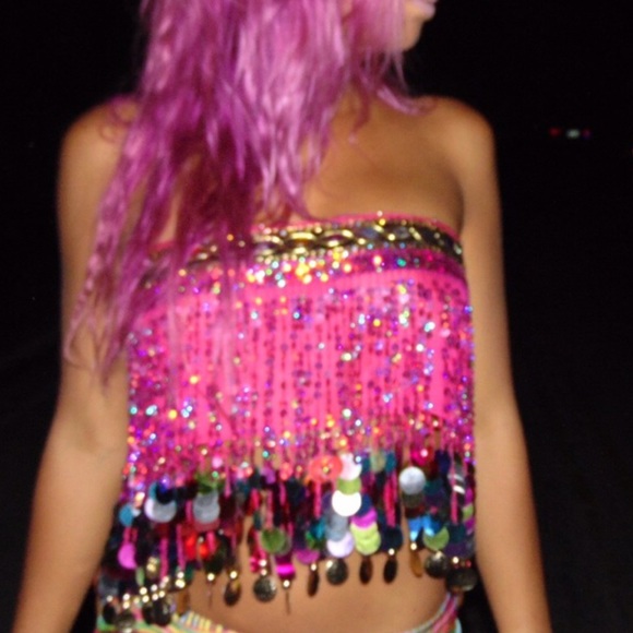 Pink rainbow jeweled sequin coin skirt💖 - Picture 2 of 3