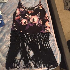Flowery fringe shirt