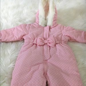 🎀 Infant snow suit polka dot with bow and fur