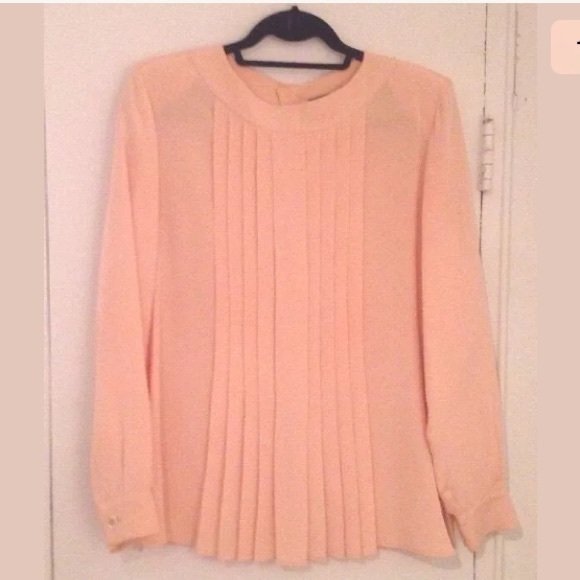 VTG Fendi 365 Peach L/S Silk Pleated Blouse