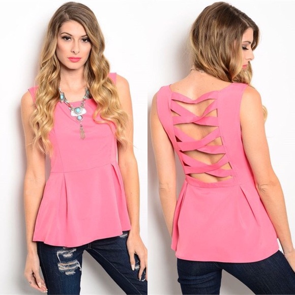 NWT Pink Peplum Sleeveless Top