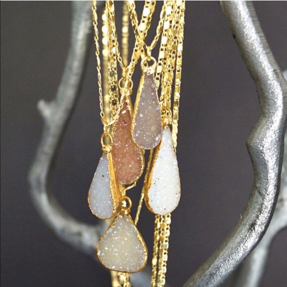 Function & Fringe Natural Druzy Pendant Necklaces - Picture 3 of 5