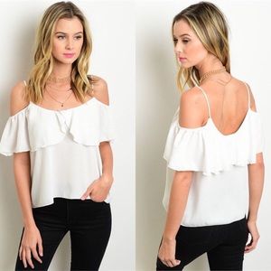 NWT Off Shoulder Ruffle White Blouse