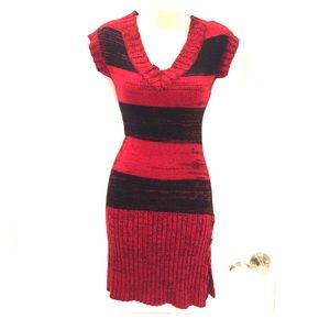Red Short Sleeve Sweater Dress