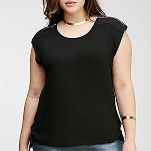 Black Blouse Gold Zipper