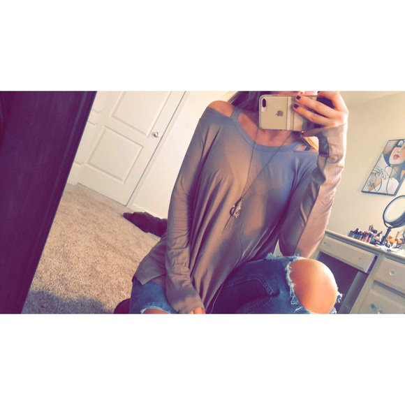 Mocha Cold Shoulder Top - Picture 2 of 3