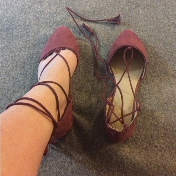 Rose Ballet Wrap Around/Lace-up Flats