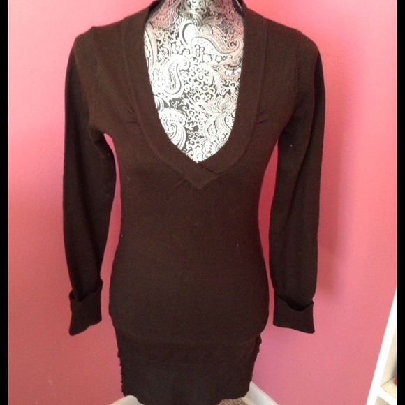 DEREK HEART CHOCOLATE BROWN SWEATER DRESS M NWOT