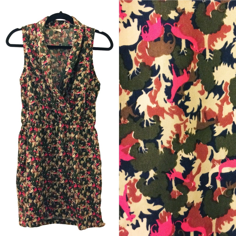 Audrey 3+1 animal print faux wrap dress.