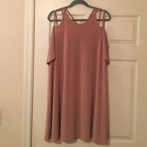 Dusty Pink Off the Shoulder Swing Dress