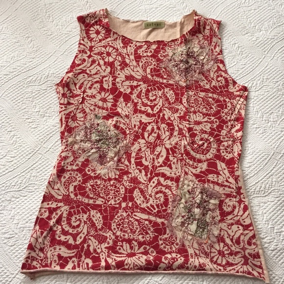 Velvet Brand Printed T-shirt w/ Silk Detailing