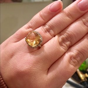 Citrine cushion-cut ring with diamond accents!