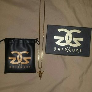 Gold Gods Angel Chain Cuban Link Necklace Jesus