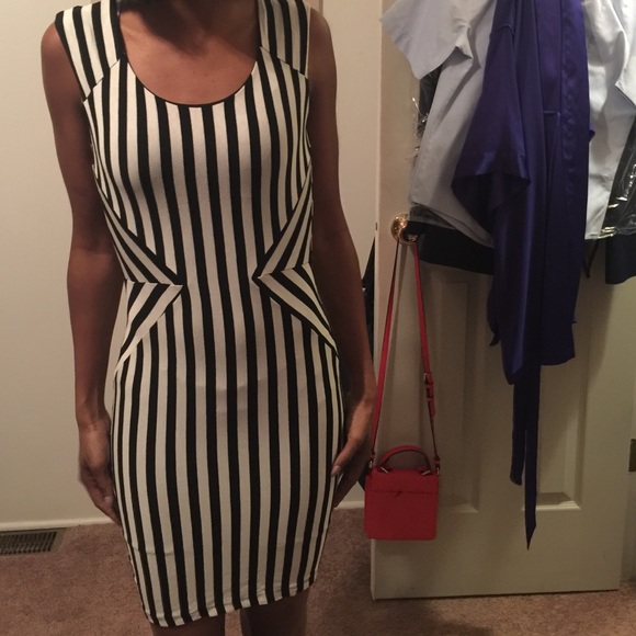 Black and white stripe club dress