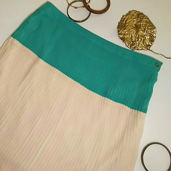 Color block pleated skirt