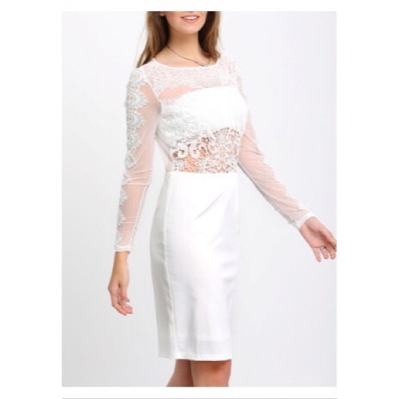 White long sleeve lace dress - worn once