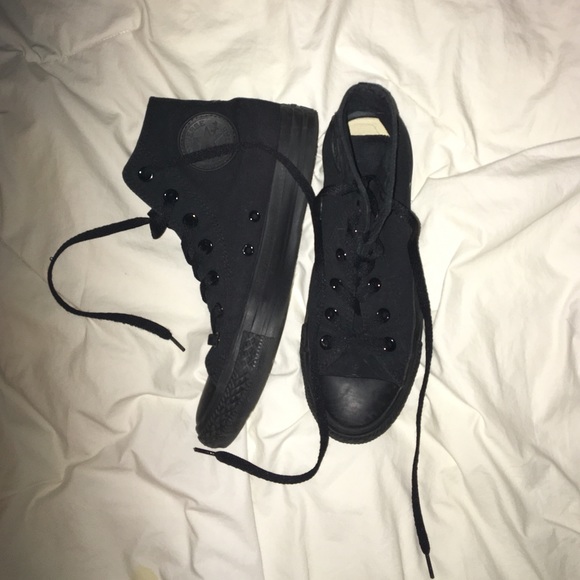 Plain black hightop converse