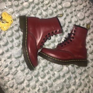 Cherry red Dr. Martens boots worn a few times