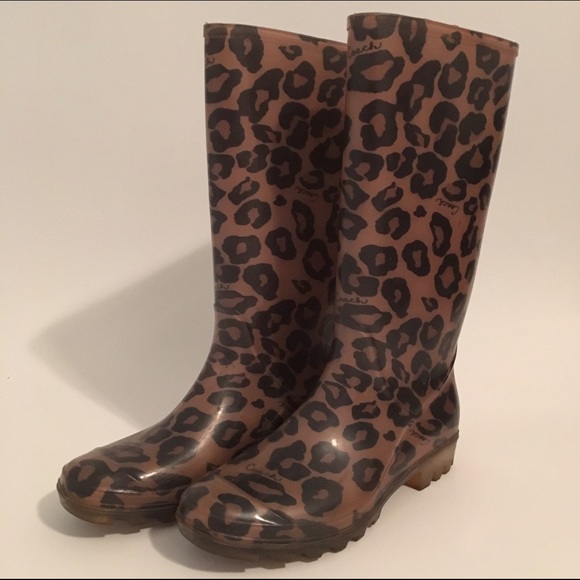 Leopard Coach rain boots
