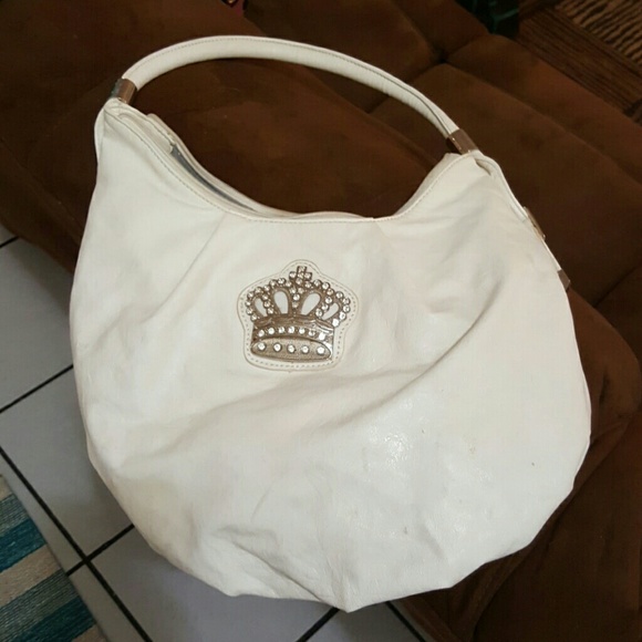 White faux leather bag with crown - Picture 1 of 3