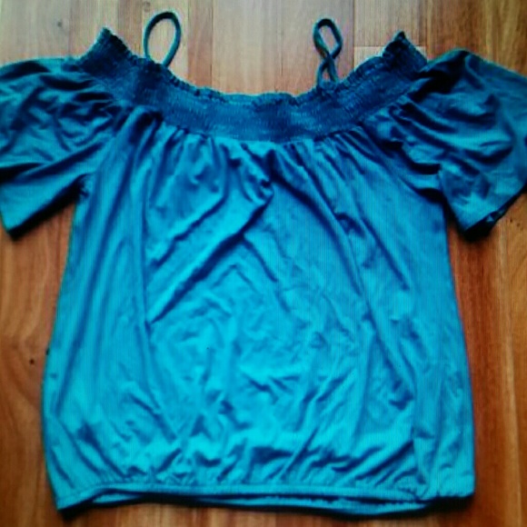 !SOLD!ELLA MOSS BELLA COLD SHOULDER TOP TEAL - Picture 4 of 4