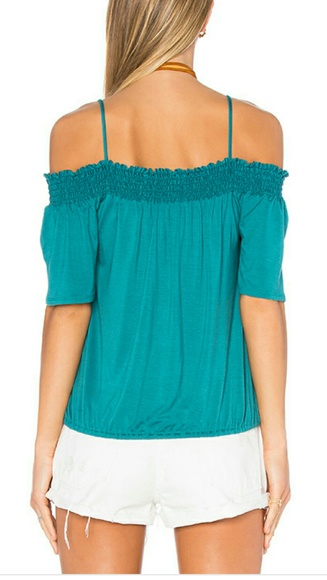 !SOLD!ELLA MOSS BELLA COLD SHOULDER TOP TEAL - Picture 2 of 4