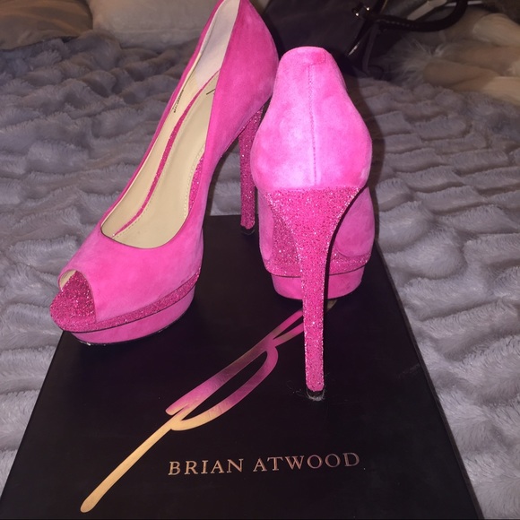 Brian Atwood💕Pink Suede with pink crystals 💎