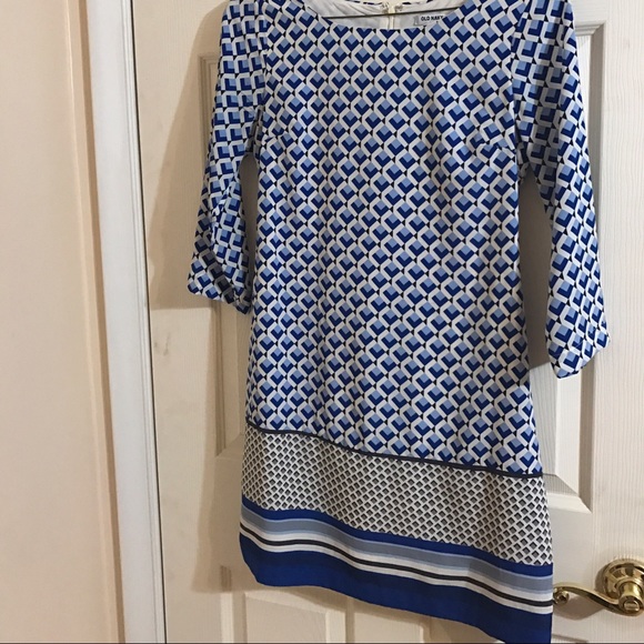 Blue & White Shift Dress, Sz XS