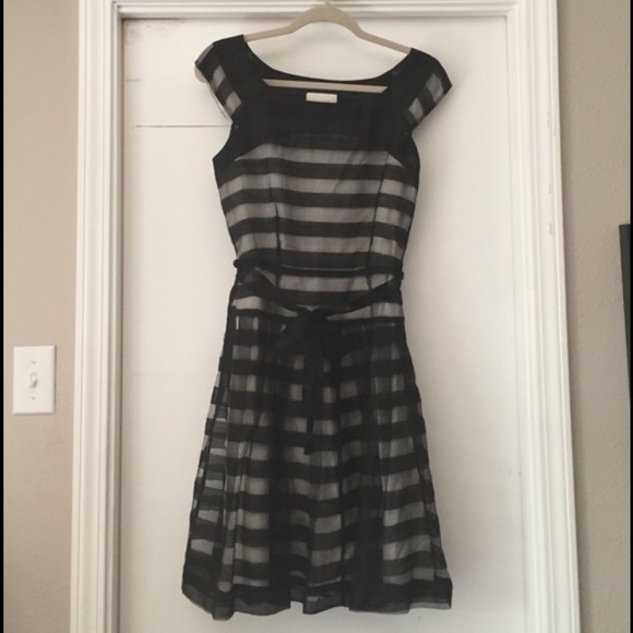 Kate Spade Striped Shear Black and Silver Dress!
