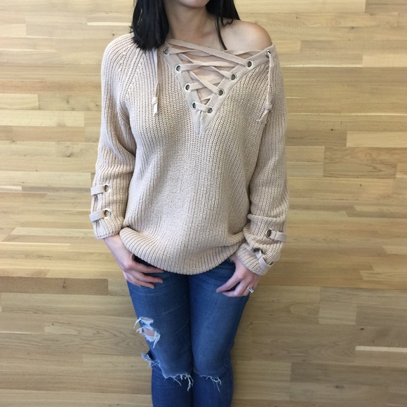 Lace Up Sweater - Picture 3 of 3