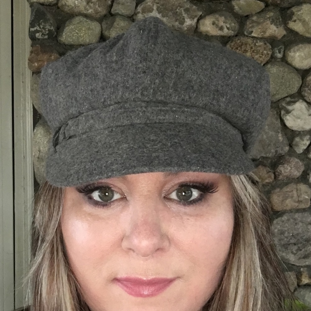 Gray flannel newsboy cap hat cabbie go go 60s