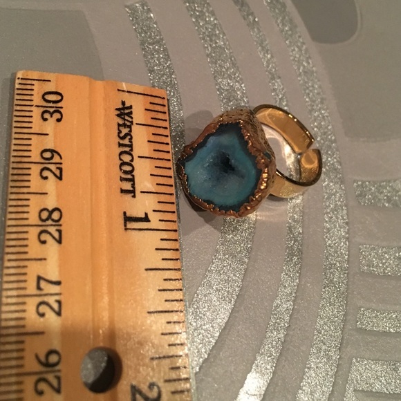 Large blue druzy ring in real gold adjustable - Picture 4 of 4